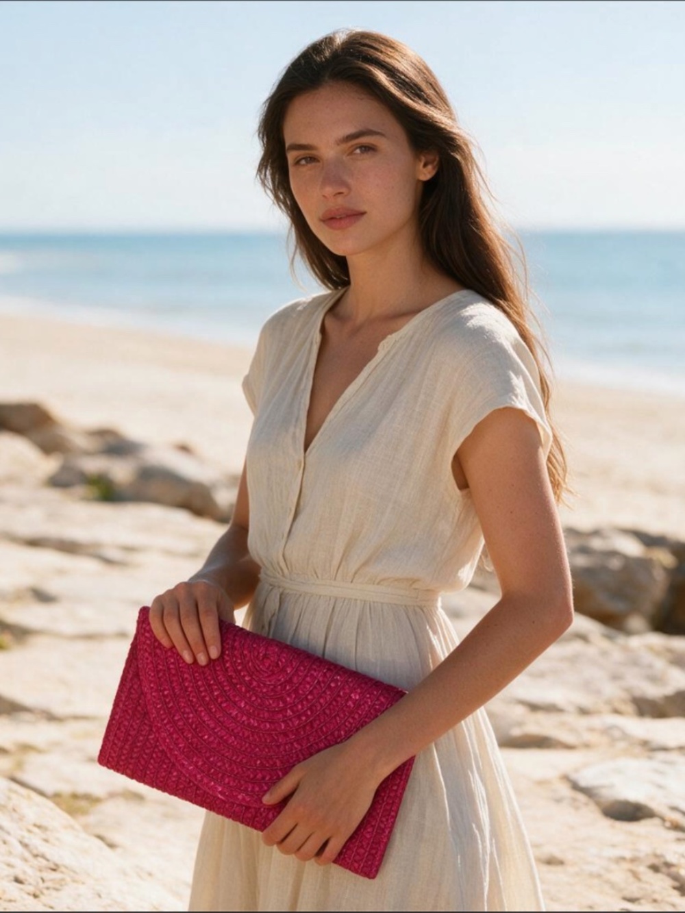 Price drop!!!!Pink Straw Woven Clutch